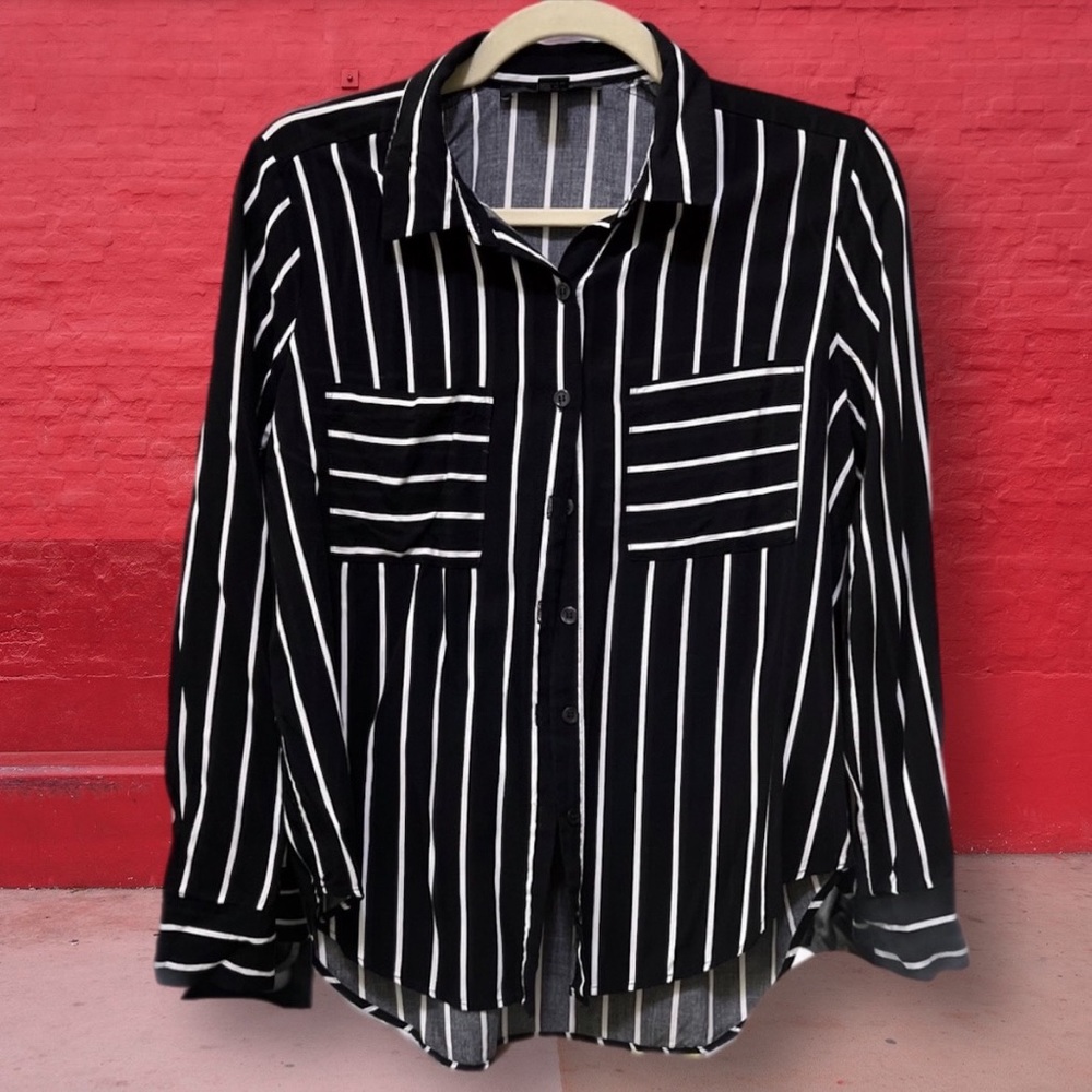 Forever 21 - Long Sleeve Striped Button Up, Size Small
